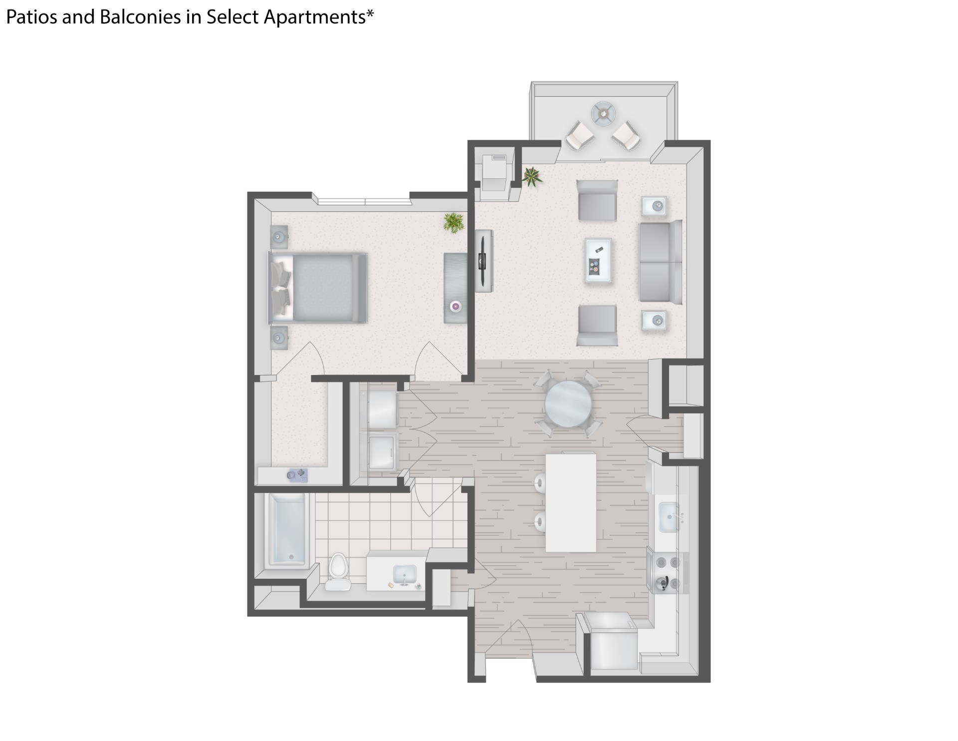 Floorplan for Apartment #9308, 1 bedroom unit at Halstead Plymouth